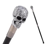 Skull Head Resin Walking Cane, Detachable 2 Section Dress Walking Stick for Men Womens, Anti Slip Scepter Cospaly Vintage Party 93cm(Silver)