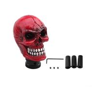 Skull head shift knob for manual cars gear lever sports style with metal plastic design providing durability and compatibility with various models (Red)