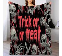 Skull Head Skull Hand Flannel Throw Blanket, Fluffy Warm Blankets Soft Halloween Theme Blankets for Bed and Sofa and Couch, Kids Adults Cozy Blanket 127x152cm