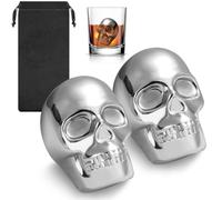 Skull Head Stainless Steel Ice Cubes, Set of 2 | Whisky Stones, Reusable, Cooling Stones, For Whisky, Gin, Rum, Tequila
