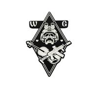 Skull Head with Telescope, Gun and Violin Wolverine Warrior Emblem Applique Patches Fastener Hook and Loop Backing Tactical Military Morale Armband Emblem Badges Decorative Appliques