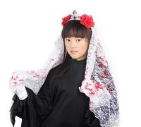 Skull Headband Ghosted Bride Veil Bloodstain Cosplay Costume Headwear Hair Accessories Halloween Costume Skull Headband