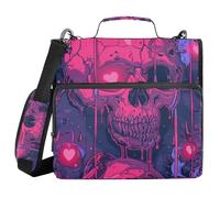Skull Heart Star 1.5-Inch 3-Rings Sturdy Zipper Binder with Handle Multiple Pockets Document Binder Organizer for School and Office