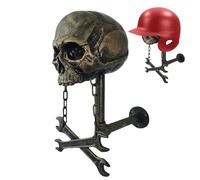 Skull Helmet Holder - Decorative SkuUll Helmets Rack With Sturdy Base | Skulll HelLmmet Stand Wall Mount | Motorcycle Helmetts Raack For Home, Garage, And Man Cave Decor