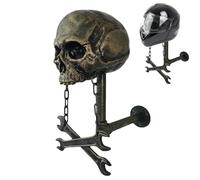 Skull Helmet Rack - Mounted Helmet Holder, Sturdy Hanger Stand | Skull Design Unique Decor Piece Motorcycle Helmets, Space Saving Storage Solution, Attractive Display for and Sports Helmets