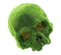 Skull Hideout for Reptiles, Mossy Resin Green Realistic Decor | Lizard Enclosure, Gecko Tank, Lightweight Stable Shelter House, Smooth Nonabrasive Finish, Moisture Resistant