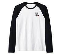 Skull Holding Red Rose Tshirt For Men Women Raglan Baseball Tee