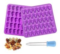 Skull Ice Cube Moulds, 2PCS Skull Chocolate Moulds, Halloween Themed Moulds for DIY Candy Jelly Cocktails and Any Beverages(Purple)