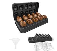 Skull Ice Cube Moulds with Mini Funnel, BPA Free Ice Mould Star Wars Ice Cube Moulds Makes 10 Skulls, 3D Skull Ice Cube Tray with Lid for for Whiskey, Cocktail Drinks