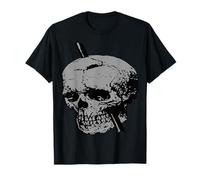 Skull Illustration with Tamping Iron Vector Grey T-Shirt