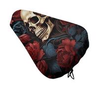 Skull Image Poster Bike Seat Cover Waterproof Oxford Fabric, Universal Adjustable Bicycle Saddle Cover with Drawstring Easy Install Protective Rain Dust Covers for Women Men