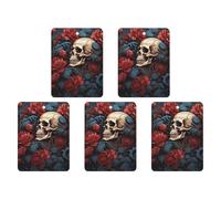 Skull Image Poster Car Air Freshener Hanging Incense Chips 5 Pack Automotive Scented Hanging Sheets for Car Home Auto Interior Decor Square,black-style