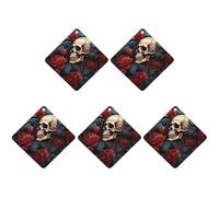 Skull Image Poster Car Air Freshener Hanging Incense Chips 5 Pack Automotive Scented Hanging Sheets for Car Home Auto Interior Decor Rhombus,black-style