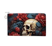 Skull Image Poster Coin Purses with Zipper, Personalized Zero Wallet for Shopping, Small Makeup Pouches Bag for Travel, Card Organizer Case, Portable Canvas Change Purses