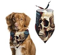 Skull Image Poster Dog Bandanas for Feeding Grooming, Triangle Pet Bibs for Cats & Dogs Washable Fashion Pets Scarf for Party Travel 27.6 X 11.8 Inch