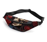 Skull Image Poster Fanny Packs with Zipper, Personalized Waist Bags with Multiple Pockets, Adjustable Sling Bag for Travel, Waterproof Belt Bag, Crossbody Bags for Unisex