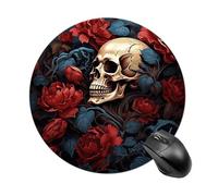 Skull Image Poster Gaming Mouse Pad Funny Mousepad with Non-Slip Rubber Base Cute Mouse Pads for Desk for Women Small Portable Mouse Mat for Laptop Mini Computer Mousepads 7.8x7.8 Inches