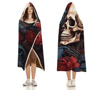 Skull Image Poster Hoodie Blankets, Soft Cozy Flannel Hooded Wraps Blanket Lightweight All Season Blankets for Bed Decorative Travel Office Sofa 40"x50"