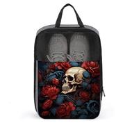 Skull Image Poster Shoe Bag Waterproof & Breathable Shoe Pouch for Travel, Portable Carry Case for Sports Sneakers, Gym, Vacation