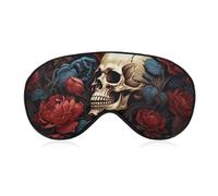 Skull Image Poster Sleep Mask for Women Men, Soft Eye Mask with Adjustable Strap for Sleeping, Light Blocking Travel Blindfold for Nap Comfortable Eye Cover for Home Office