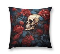 Skull Image Poster Soft Plush Throw Pillow Cover Modern Decorative Pillow Case Farmhouse Cushion Cover with Hidden Zipper for Couch Sofa Bed Outdoor Home Decor 22 "x22
