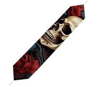 Skull Image Poster Table Runner for Dining Table, Short Plush Runners Washable & Durable Tablerunner Modern Home Decor for Wedding, Kitchen, Holiday 178*33cm