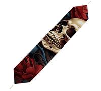 Skull Image Poster Table Runner for Dining Table, Short Plush Runners Washable & Durable Tablerunner Modern Home Decor for Wedding, Kitchen, Holiday 229*33cm