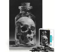 Skull in A Bottle Jigsaw Puzzle 1000 Piece for Teenagers Recall Upgrade Relax Mind Clear Cut Fine Art Piece 38x26cm