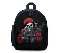Skull in Beret with Rifles Cute Backpack Small Daily Daypack Travel Shoulder Bag with Adjustable Strap Funny Graphic