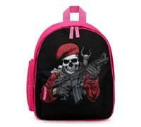 Skull in Beret with Rifles Cute Backpack Small Daily Daypack Travel Shoulder Bag with Adjustable Strap Funny Graphic
