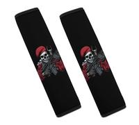 Skull in Beret with Rifles Funny Car Seat Belt Pads Soft Shoulder Seatbelt Pads Protector Car Interior Accessories