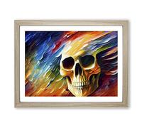 Skull In Colour Vol.1 Abstract Framed Print | A3 Oak Framed Wall Art | Ready to Hang | Abstract Skull Picture | Living Room Bedroom Lounge Office