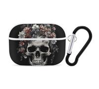 Skull in Darkness for Airpod Pro Case Cover Hard Shell Full Drop Protection Cover with Keychain Compatible with AirPod Pro 2nd/1st Generation, Front LED Visible,White