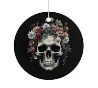 Skull in Darkness Hanging Ceramic Ornaments, Christmas Tree Decorations, Funny Home Decor Gifts for Women, Sisters & Work Best Friends