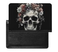 Skull in Darkness Passport Holder with 3 Card Slots, Portable PU Leather Travel Wallet, Slim Protective Cover for Passport, ID, Credit Cards