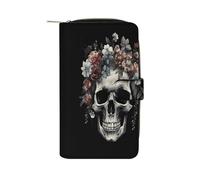 Skull in Darkness Wallet Large Capacity Travel Double Fold Wallets Portable Zipper Leather Purse for Women Men