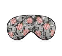 Skull in Flowers Pattern Unisex Light-Blocking Eye Mask Sleep Mask Suitable for Naps at Home, in The Office, and on Airplanes
