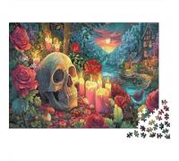 Skull in Garden Jigsaw Puzzles Fantasy Forest Landscape for Adults Fun And Challenging Family Game Educational Game Decompression 38x26cm/1000pcs