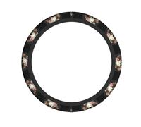 Skull in Glass Printed Steering Wheel Cover Elastic Stretch Car Wheel Wrap Breathable Non-Slip Steering Wheel Protector for Car Truck SUV