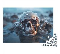 Skull in Ice-Dark Fantasy Art Style 1000 Pcs Premium Cardboard Jigsaw Puzzle Deluxe Adult Beginners Ultra Difficult for Framing for Adults 52x38cm/1000pcs