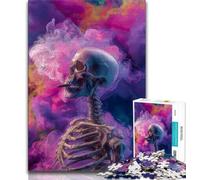 Skull in Smoke 1000 Piece Jigsaw Puzzles for Adults & Teens,Brain Intelligence Challenge Addictive Toys for Home Decoration (50x75cm)