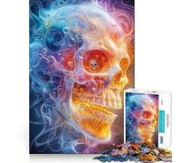 Skull in Smoke Jigsaw Puzzles for Teenagers 1000 Mind Exercise Toy Home Activity Precision Cut Wall Art Decor 38x52cm