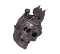 Skull Incense Burner LED Waterfall Holder in Stained Porcelain