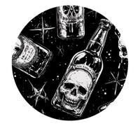 Skull inside Beer Glass black background Round Mouse Pad, Mousepad with Non-Slip Rubber Base, Computer Gaming Pads for Wireless Mouse, Easy Gliding
