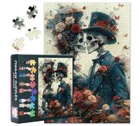 Skull Jigsaw Puzzles 1000 Pieces for Adults, Gothic Romance Jigsaw Puzzle, Two Elegantly Dressed Skeletons Puzzles for Adult 1000 Pieces, Impossible Puzzle for Adults 20X27 INCH