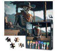 Skull Jigsaw Puzzles 1000 Pieces, Skeleton Cowboy in the Wild West Created Puzzle for Adults 1000 Piece, Impossible Challenging Puzzles, 19.5 x 27.5 Inch