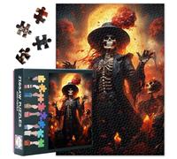 Skull Jigsaw Puzzles for Adults 1000 Pieces, Joyful Dancing Skeletons, Celebrating Life and Death with Traditional Music and Dance Puzzle, Impossible Jigsaw Puzzles, 19.5 x 27.5 Inch