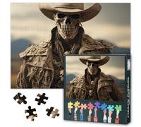 Skull Jigsaw Puzzles for Adults 1000 Pieces, Skeleton Cowboy with Hat and Desert Background Puzzles 1000 Piece, Difficult Impossible Challenges, 19.5 x 27.5 Inch
