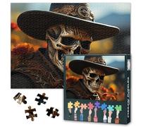 Skull Jigsaw Puzzles for Adults 1000 Pieces, Skeleton Cowboy with Hat in Outdoor Background Puzzles 1000 Piece, Difficult Impossible Challenges, 19.5 x 27.5 Inch