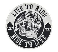 Skull Live to Ride Spades Back Patch Large Iron-On Patch Size 24.5 x 24.8 cm